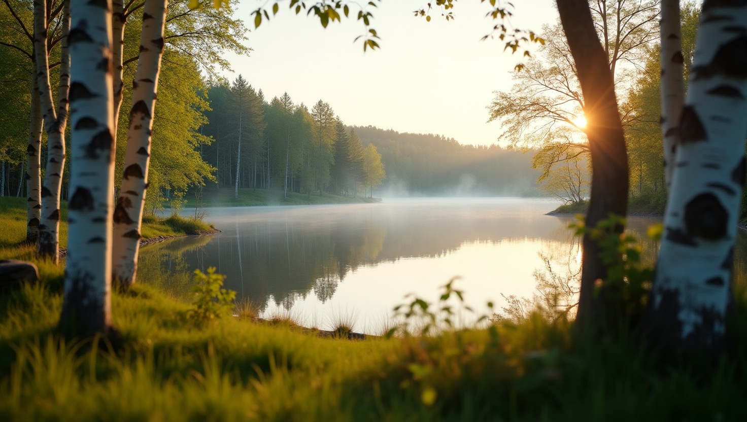 Rauhallinen suomalainen maisema järvinäkymällä